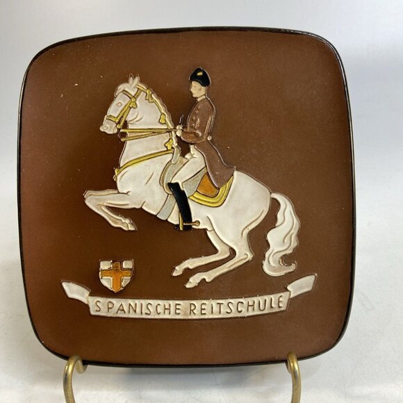 VTG Spanish Riding School Porcelain Plaque Lipizzan Horse Rider Levade Austria - Picture 3 of 15
